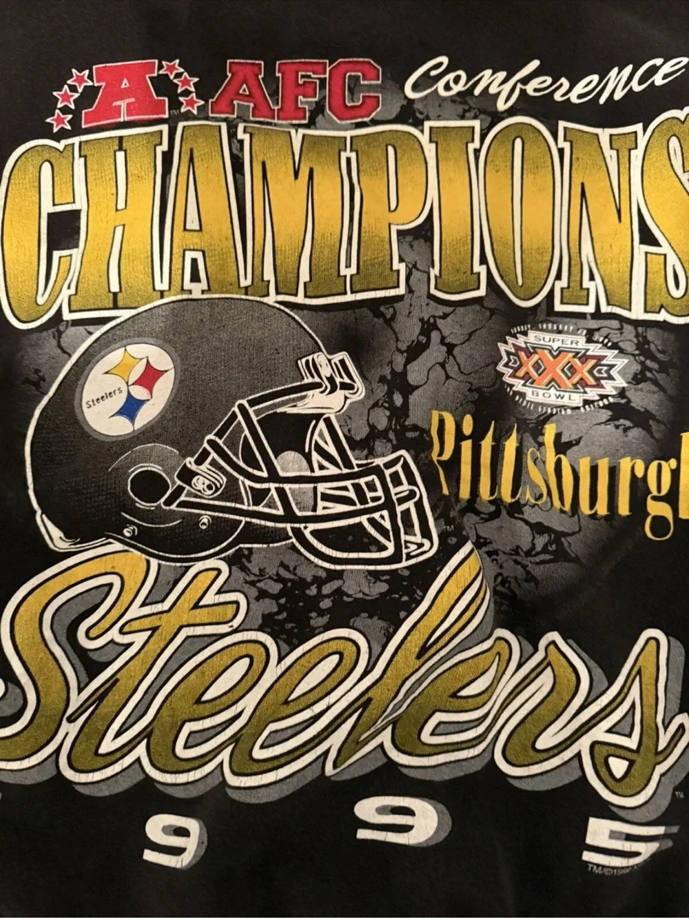NFL Pittsburgh Steelers Black and Gold 1995 AFC Champions Crewneck